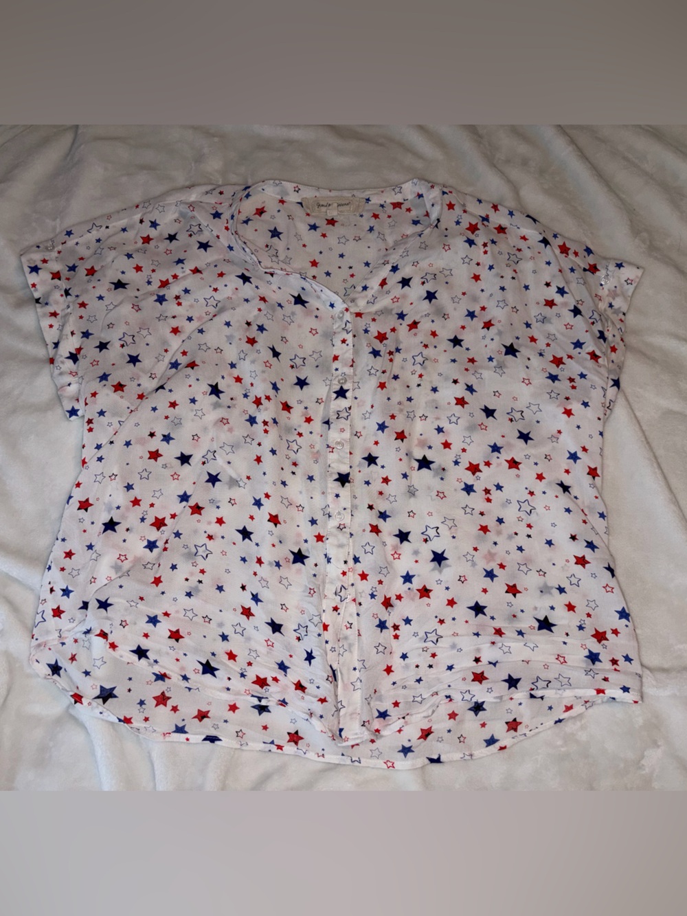 grand & greene White Star-Print Blouse - Red & Blue Stars